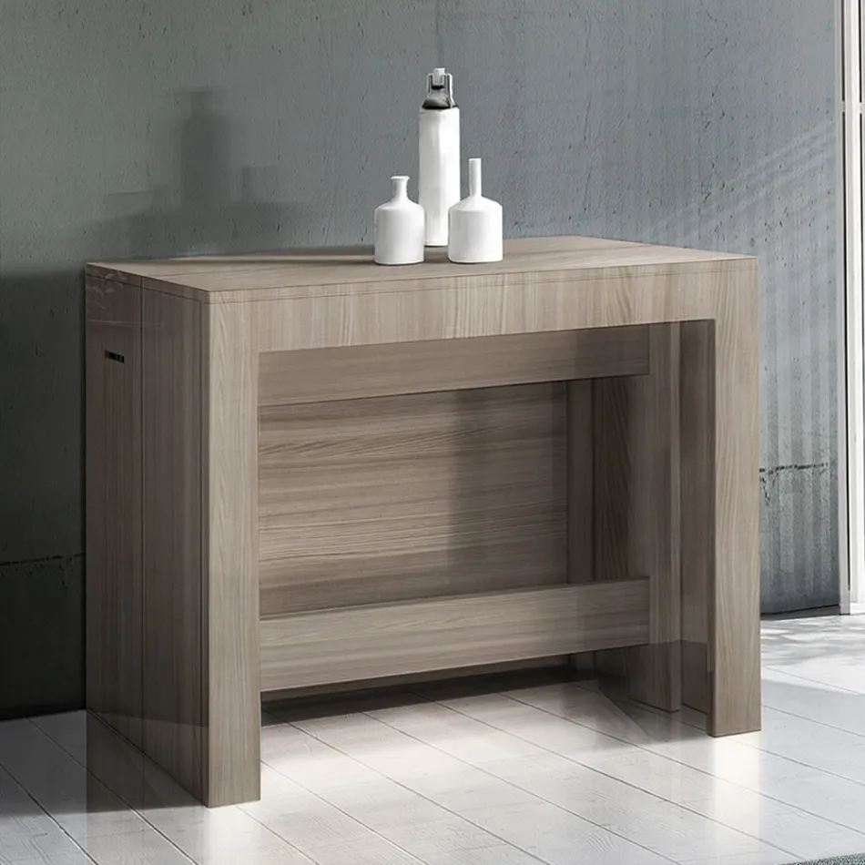 Consola extensible a 300 cm desde la entrada o la sala de estar en madera - Katharina Viadurini