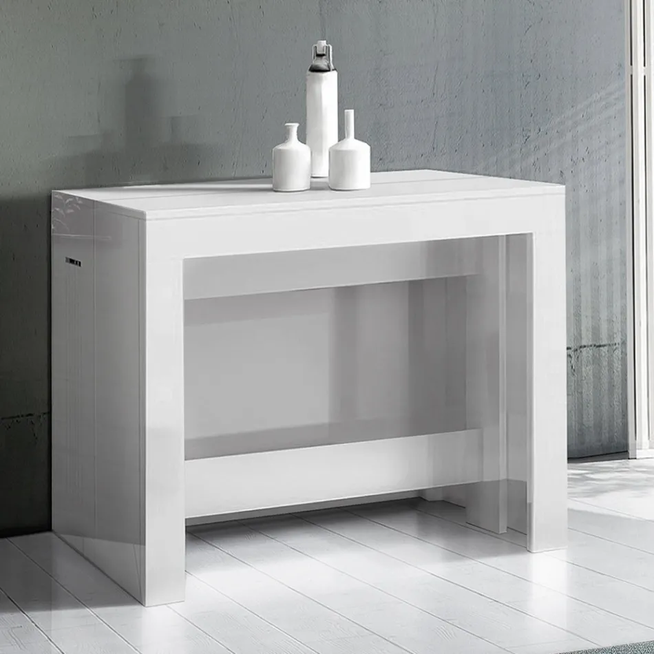 Consola extensible a 300 cm desde la entrada o la sala de estar en madera - Katharina Viadurini