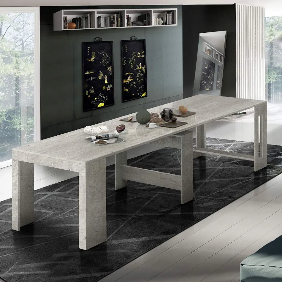 Consola extensible a 300 cm desde la entrada o la sala de estar en madera - Katharina Viadurini