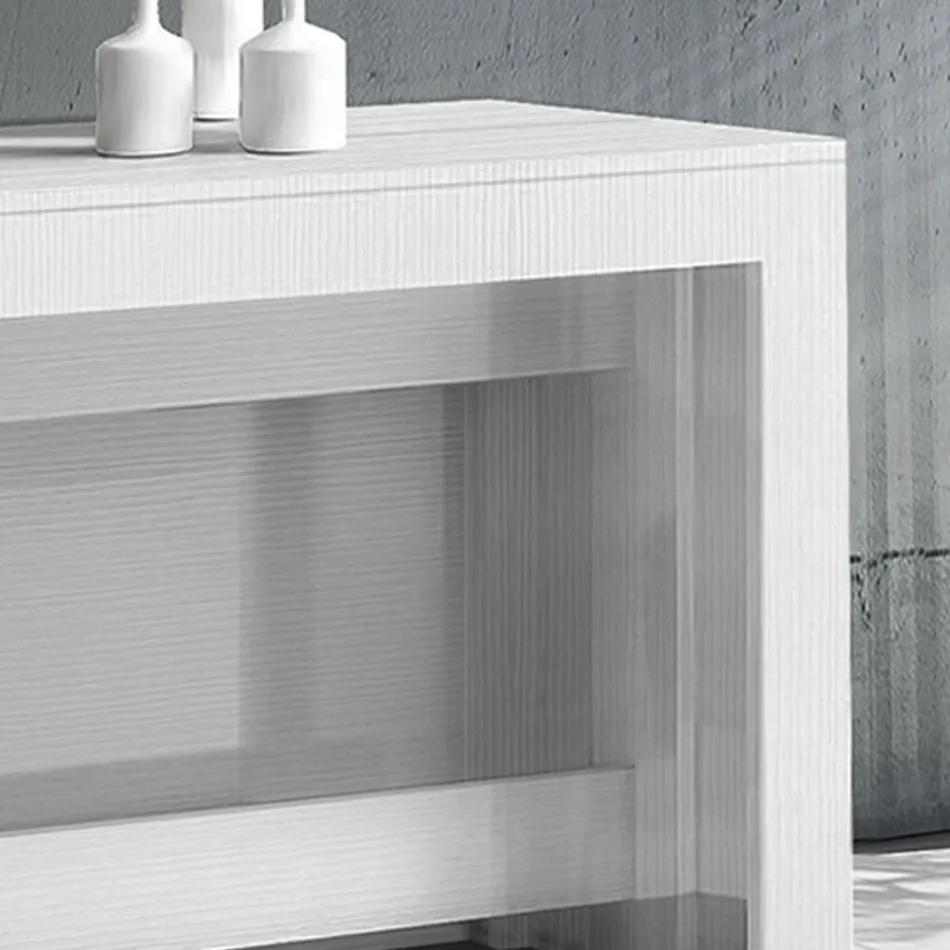 Consola extensible a 300 cm desde la entrada o la sala de estar en madera - Katharina Viadurini