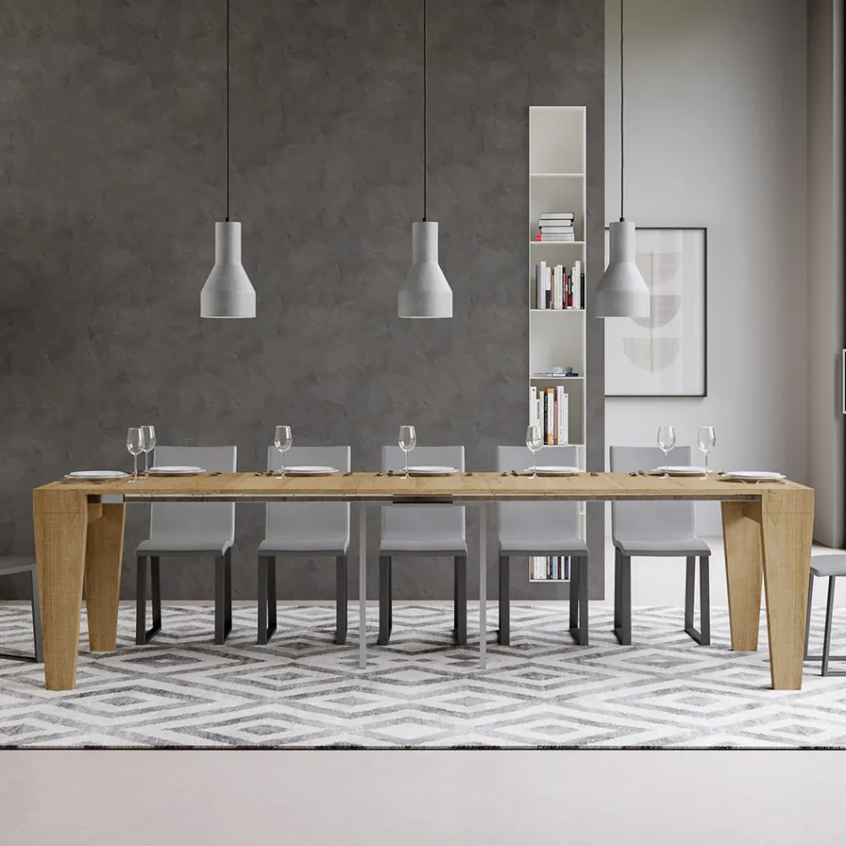 Consola extensible hasta 300 cm en madera Made in Italy - Trono Viadurini