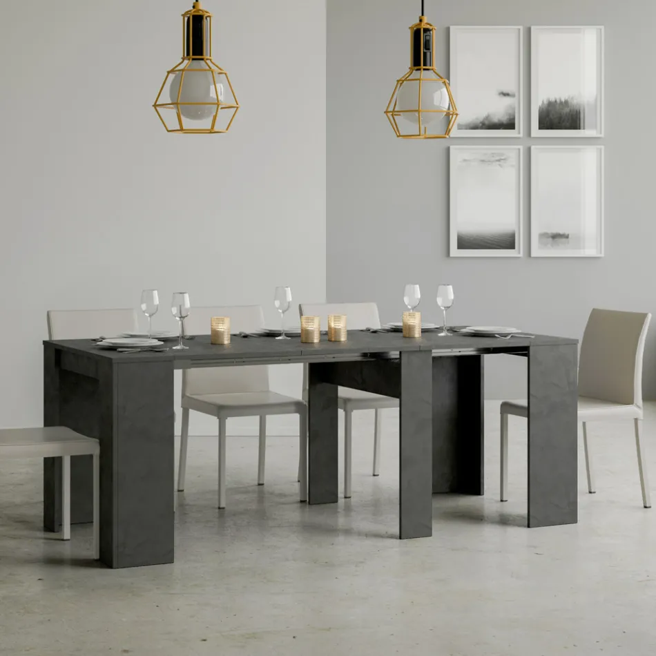 Consola extensible hasta 308 cm con soporte central Made in Italy - Oracle Viadurini