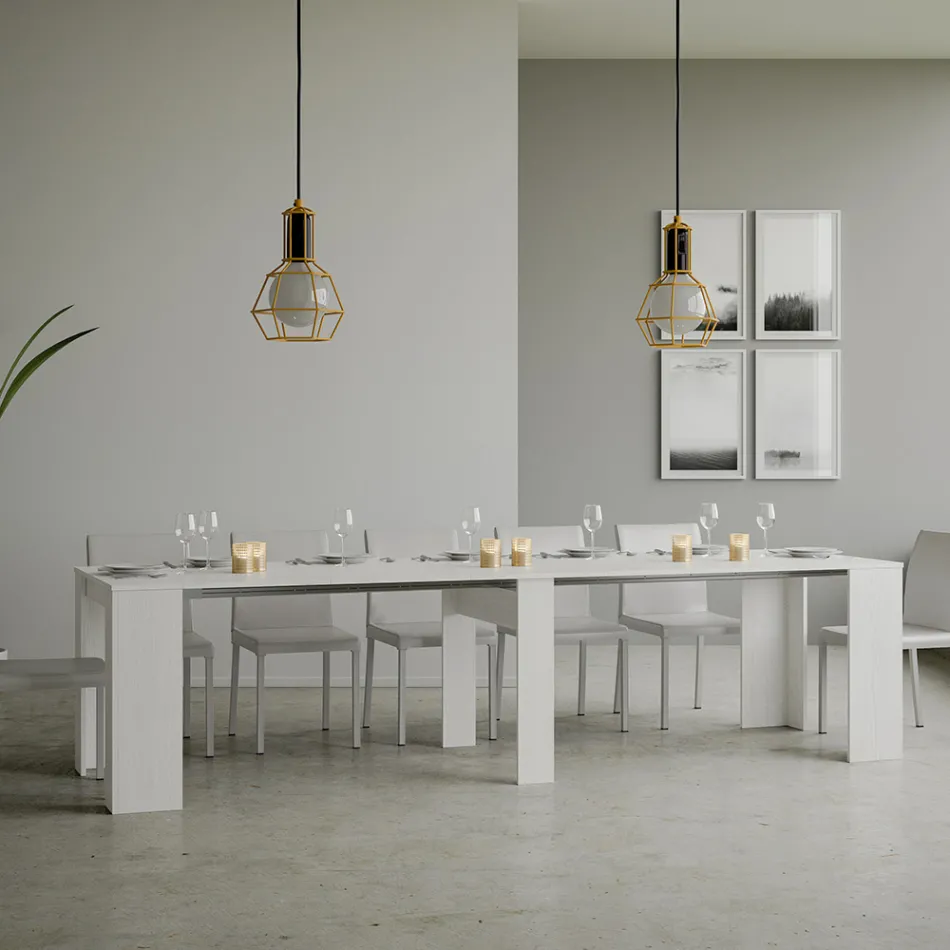 Consola extensible hasta 308 cm con soporte central Made in Italy - Oracle Viadurini