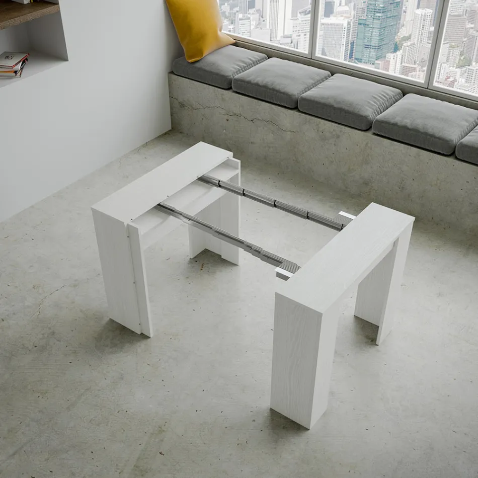 Consola extensible hasta 308 cm con soporte central Made in Italy - Oracle Viadurini