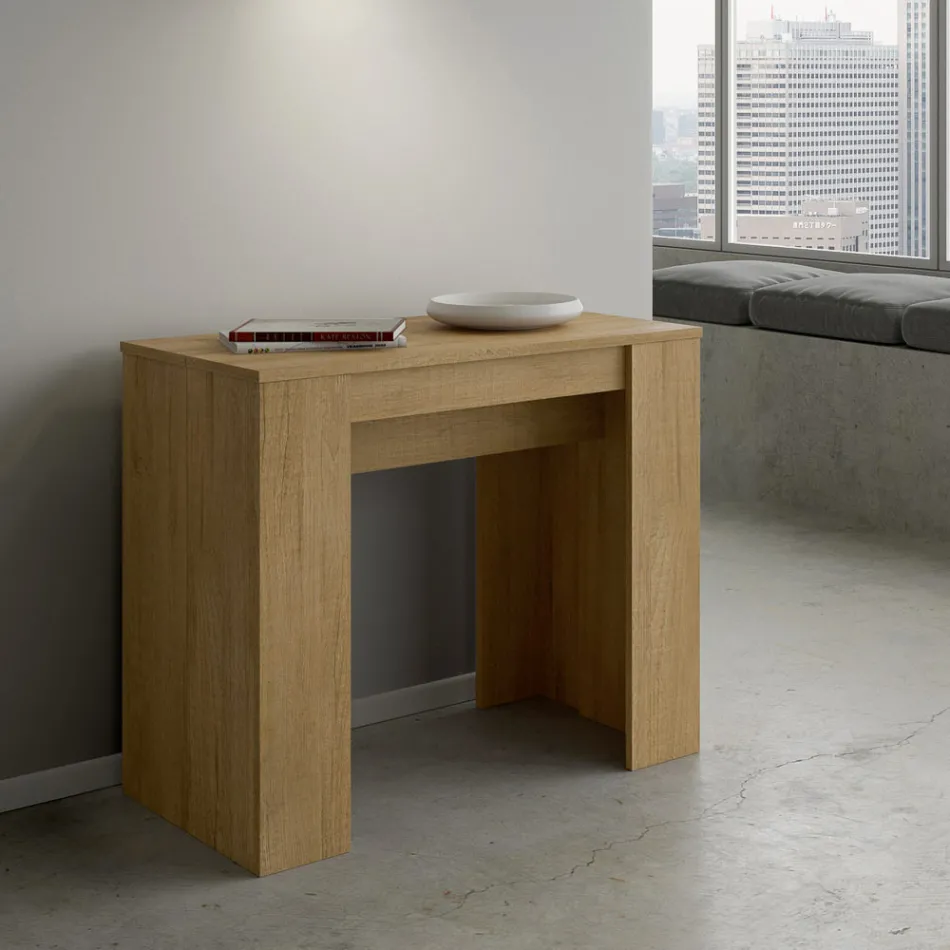 Consola extensible hasta 308 cm con soporte central Made in Italy - Oracle Viadurini