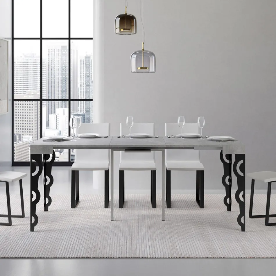 Consola extensible con patas de hierro modernas Made in Italy - Palazzo Viadurini