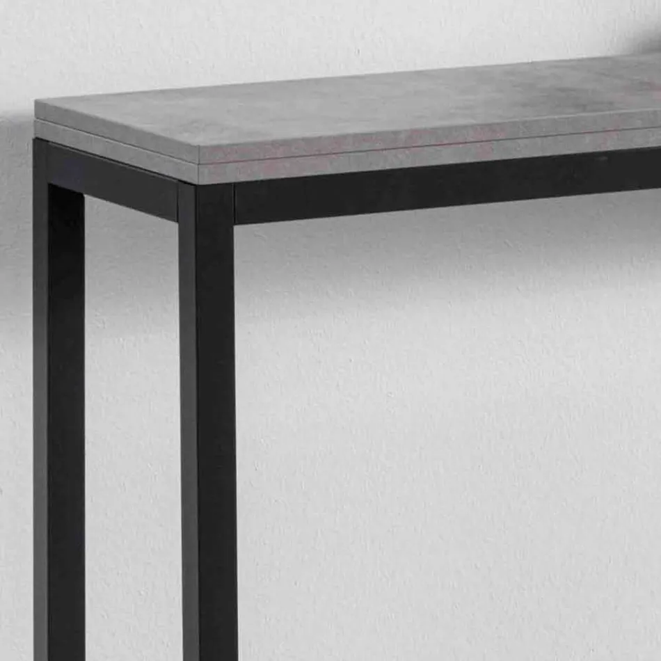 Consola extensible con tablero en melamina y base en metal pintado - Adino Viadurini