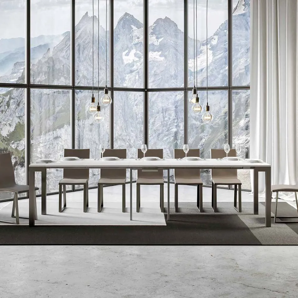 Consola extensible de diseño moderno en madera y hierro Made in Italy - Never Viadurini