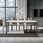 Consola extensible de diseño moderno en madera y hierro Made in Italy - Never Viadurini