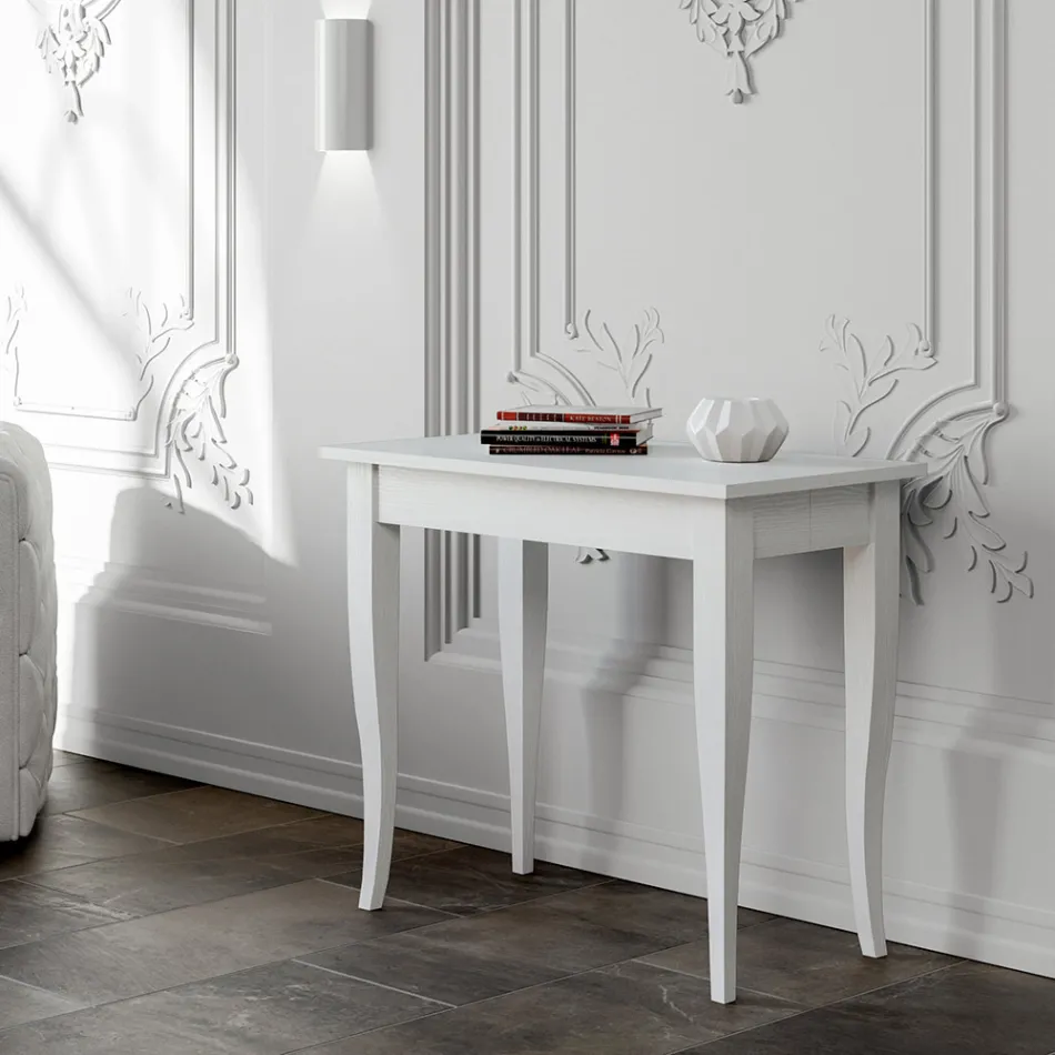 Consola extensible acabado nogal o fresno blanco Made in Italy - Folletto Viadurini