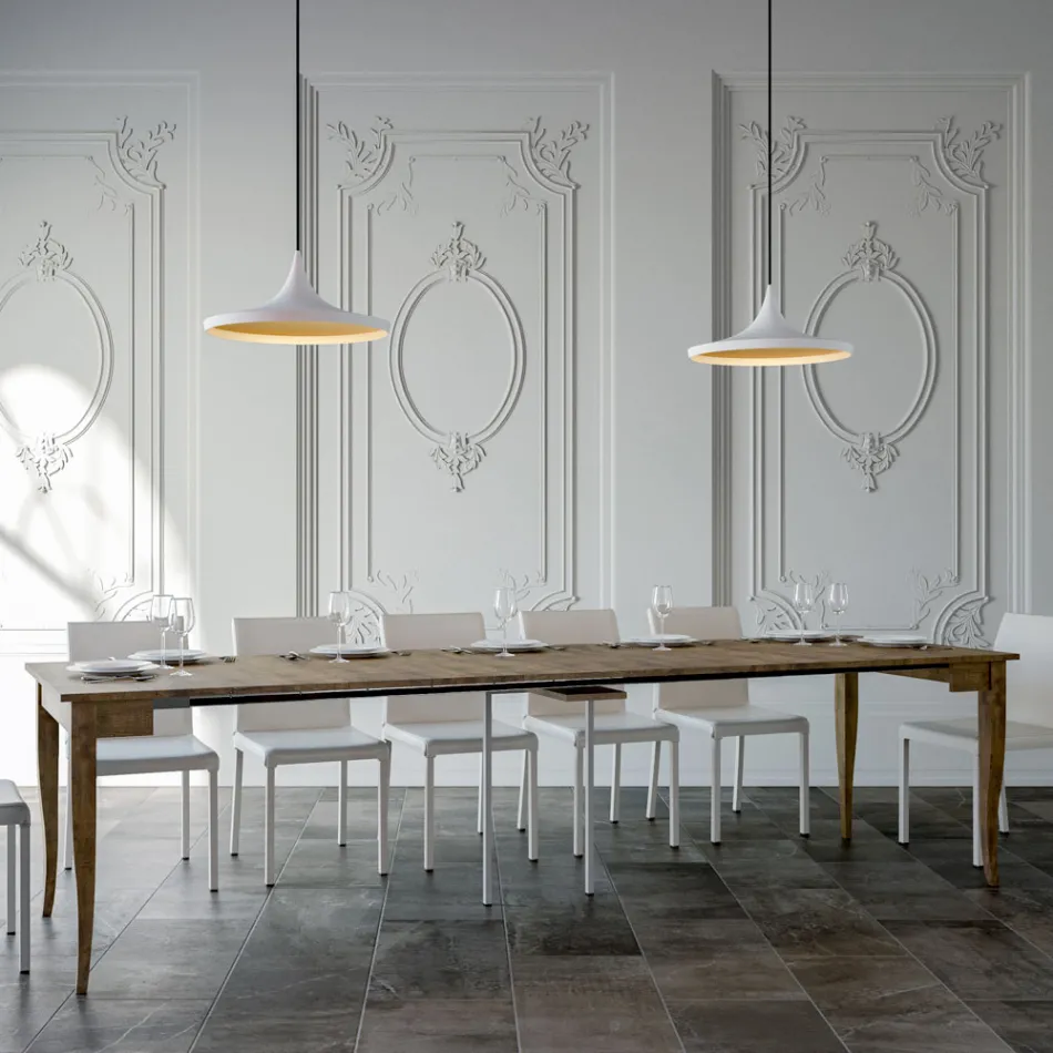 Consola extensible acabado nogal o fresno blanco Made in Italy - Folletto Viadurini