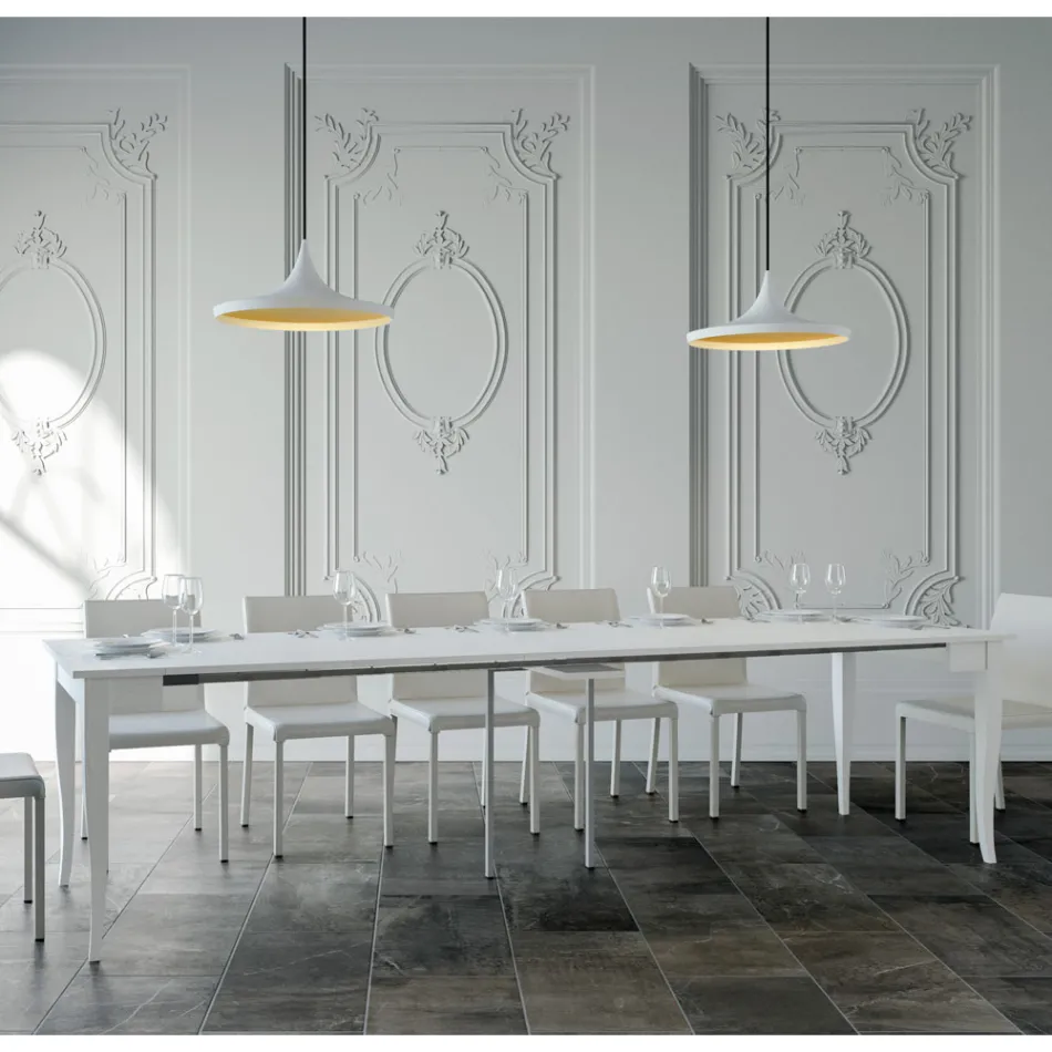 Consola extensible acabado nogal o fresno blanco Made in Italy - Folletto Viadurini
