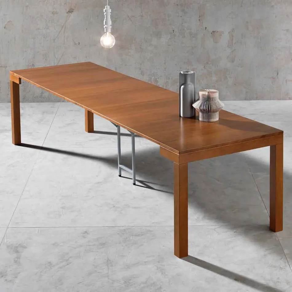 Consola extensible hasta 12 asientos en madera de nogal Made in Italy - Picchia Viadurini