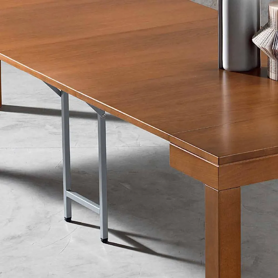 Consola extensible hasta 12 asientos en madera de nogal Made in Italy - Picchia Viadurini