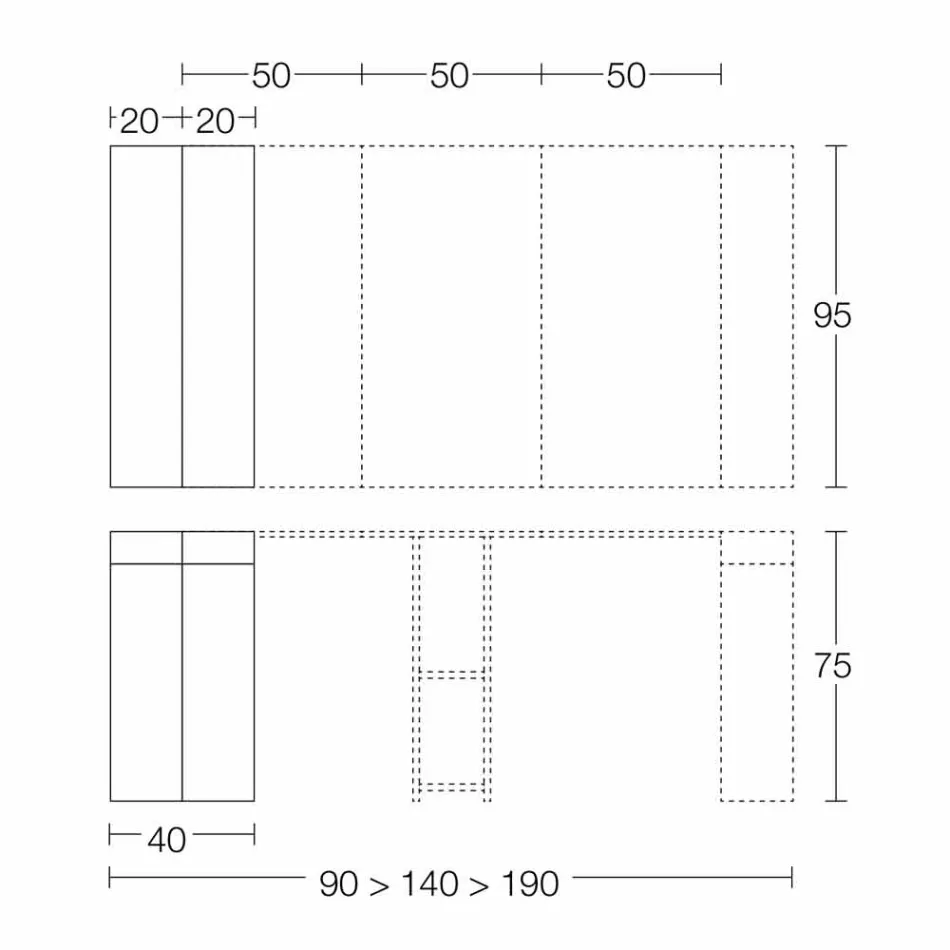 Consola extensible hasta 290 cm con tablero de madera Made in Italy - Seregno Viadurini