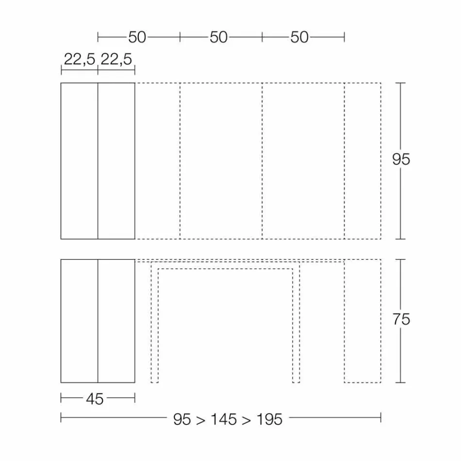 Consola extensible hasta 295 cm en madera de diseño Made in Italy - Temocle Viadurini