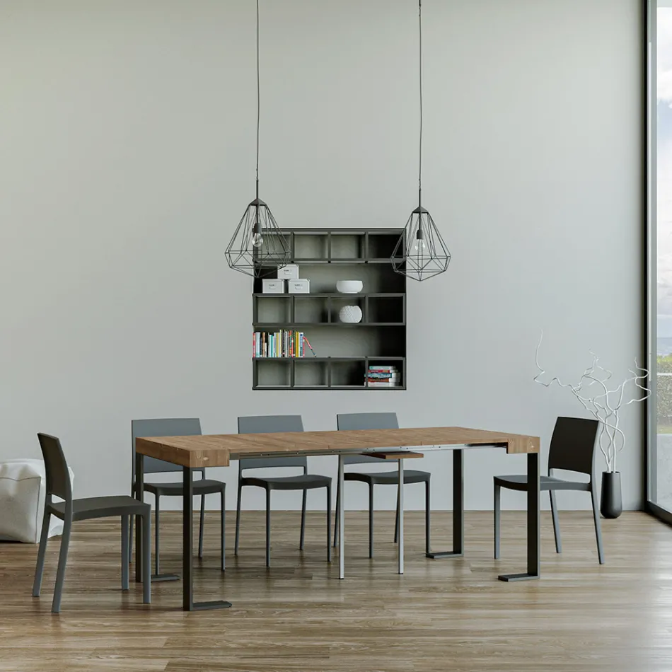 Consola extensible hasta 300 cm con estructura antracita Made in Italy - Gigante Viadurini