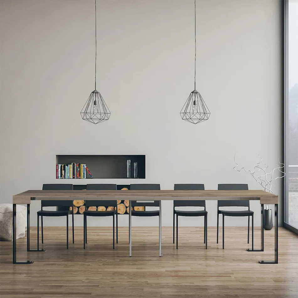 Consola extensible hasta 300 cm con estructura antracita Made in Italy - Gigante Viadurini