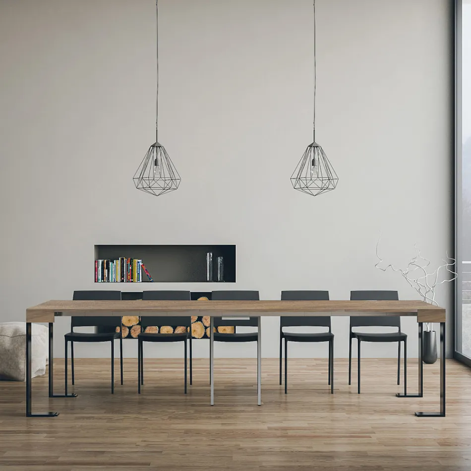 Consola extensible hasta 300 cm con estructura antracita Made in Italy - Gigante Viadurini