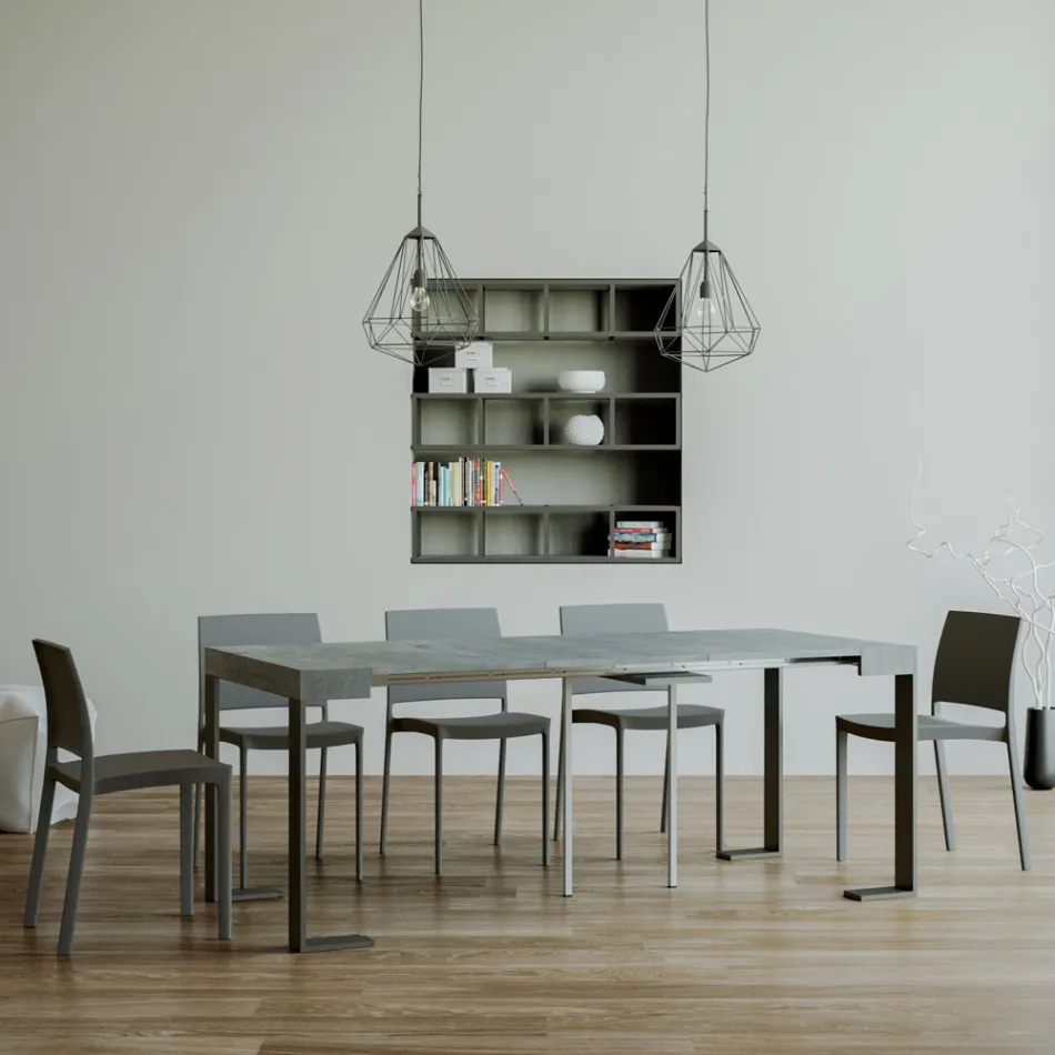 Consola extensible hasta 300 cm con estructura antracita Made in Italy - Gigante Viadurini