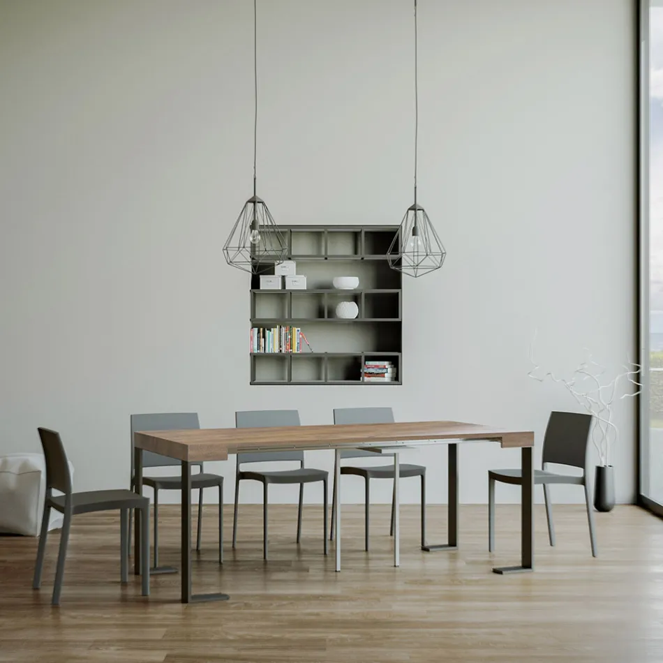 Consola extensible hasta 300 cm con estructura antracita Made in Italy - Gigante Viadurini