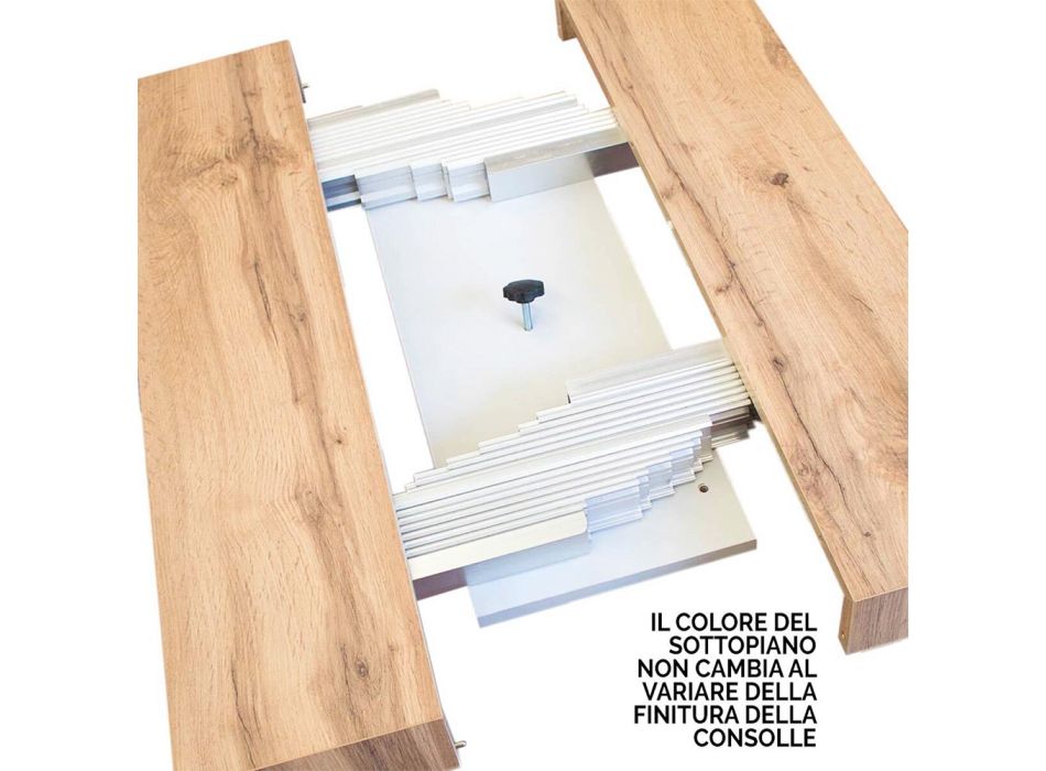 Consola extensible hasta 300 cm con estructura blanca Made in Italy - Tesoro Viadurini