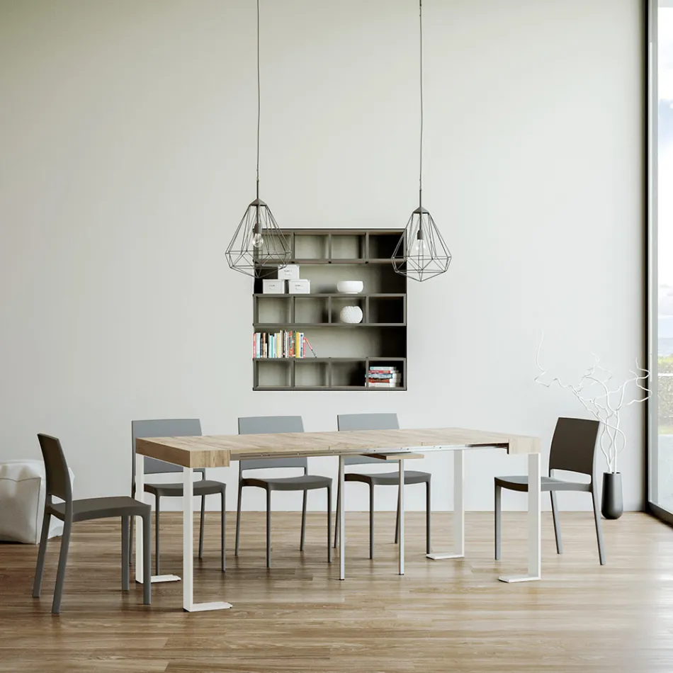 Consola extensible hasta 300 cm con estructura blanca Made in Italy - Tesoro Viadurini