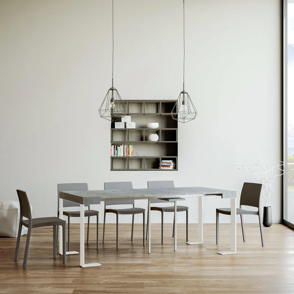 Consola extensible hasta 300 cm con estructura blanca Made in Italy - Tesoro Viadurini