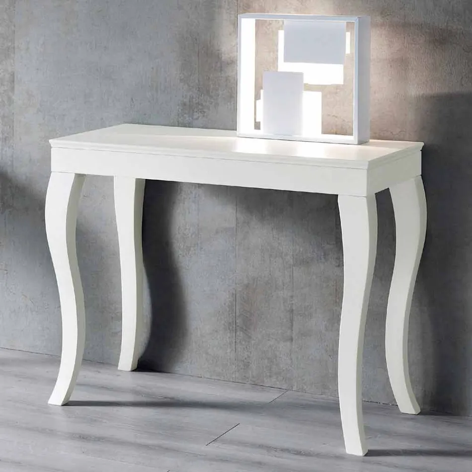 Consola extensible en madera de fresno lacada gris gris - Carpintero Viadurini