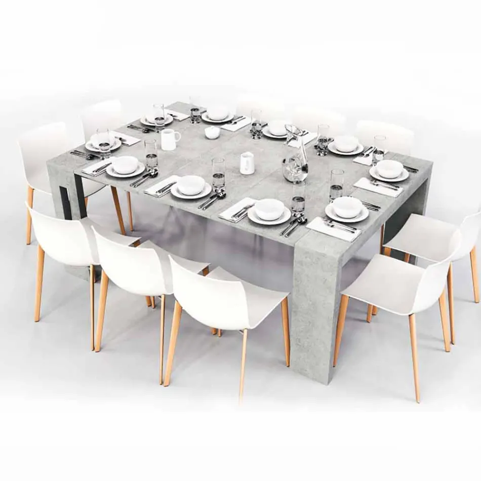 Consola extensible en melamina con extensiones Ussana integradas Viadurini