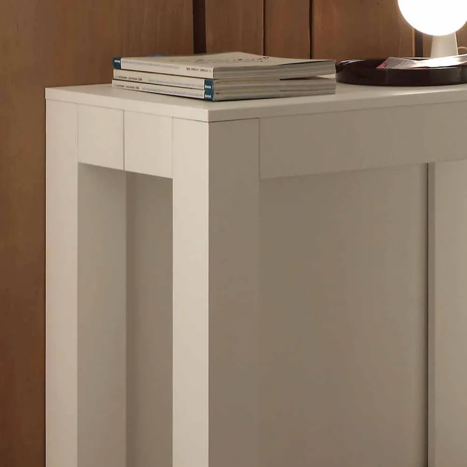 Consola extensible en melamina plegable blanca de poro abierto Bosa Viadurini