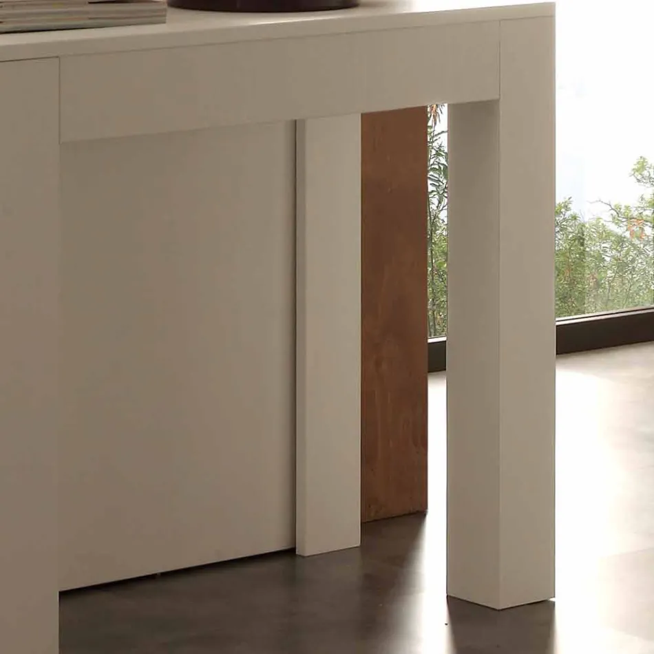 Consola extensible en melamina plegable blanca de poro abierto Bosa Viadurini