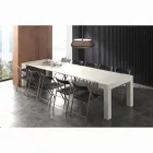 Consola extensible en melamina plegable blanca de poro abierto Bosa Viadurini