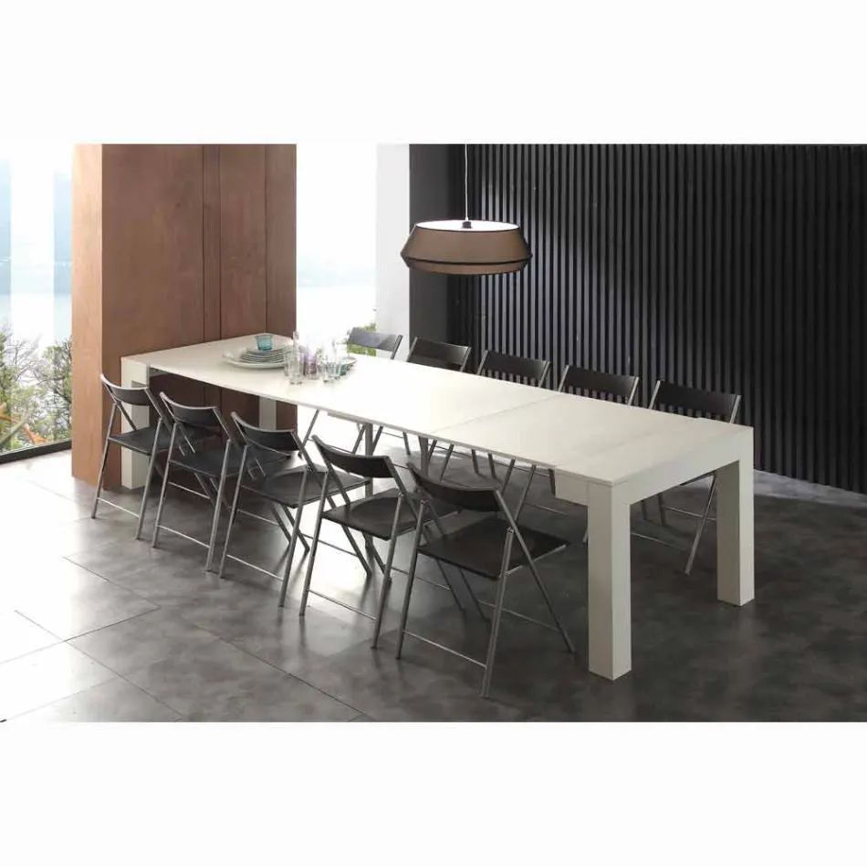 Consola extensible en melamina plegable blanca de poro abierto Bosa Viadurini