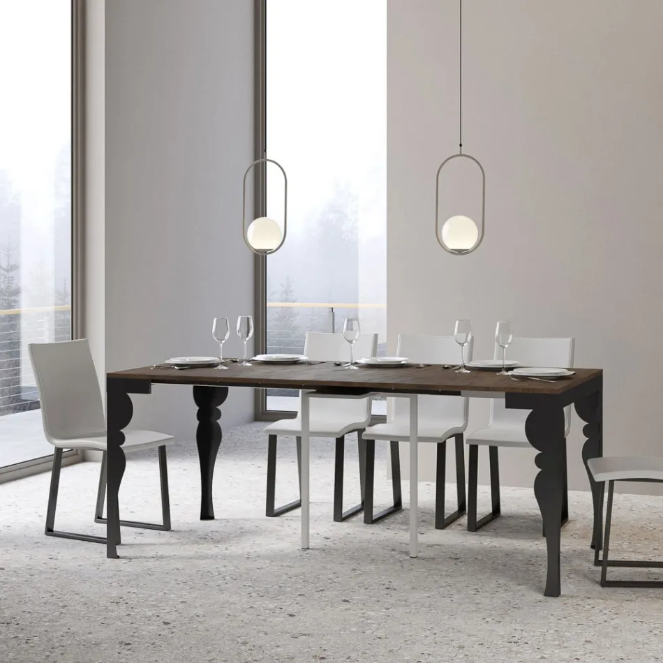 Consola extensible moderna en madera y metal antracita Made in Italy - Sassone Viadurini