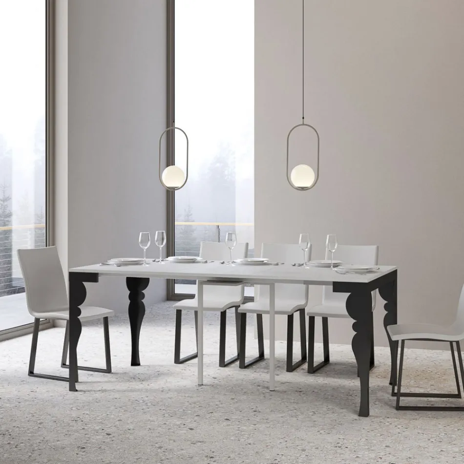 Consola extensible moderna en madera y metal antracita Made in Italy - Sassone Viadurini