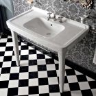 Consola de baño vintage de 105 cm de cerámica blanca con pies, Made in Italy - Marwa Viadurini