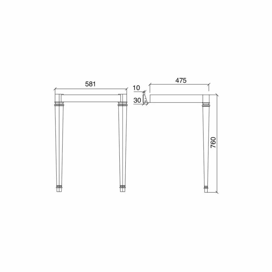 Consola de baño de cerámica de 65 cm con pies de metal Made in Italy Nausica Viadurini