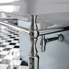 Consola de baño L69 cm sobre pies en cerámica vintage blanca, Made in Italy - Marwa Viadurini