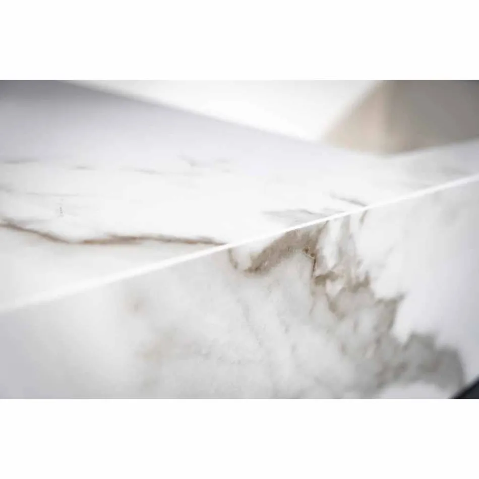 Consola de Baño Lavabo Integrado y Repisa Suspendida en Gres 4 Acabados - Rampina Viadurini