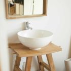 Consola de baño moderna en madera de teca natural con ganchos laterales - Zacary Viadurini