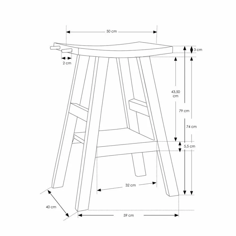 Consola de baño moderna en madera de teca natural con ganchos laterales - Zacary Viadurini