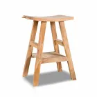 Consola de baño moderna en madera de teca natural con ganchos laterales - Zacary Viadurini