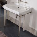 Consola de baño vintage de 90 cm, cerámica blanca, con pies Made in Italy - Nausica