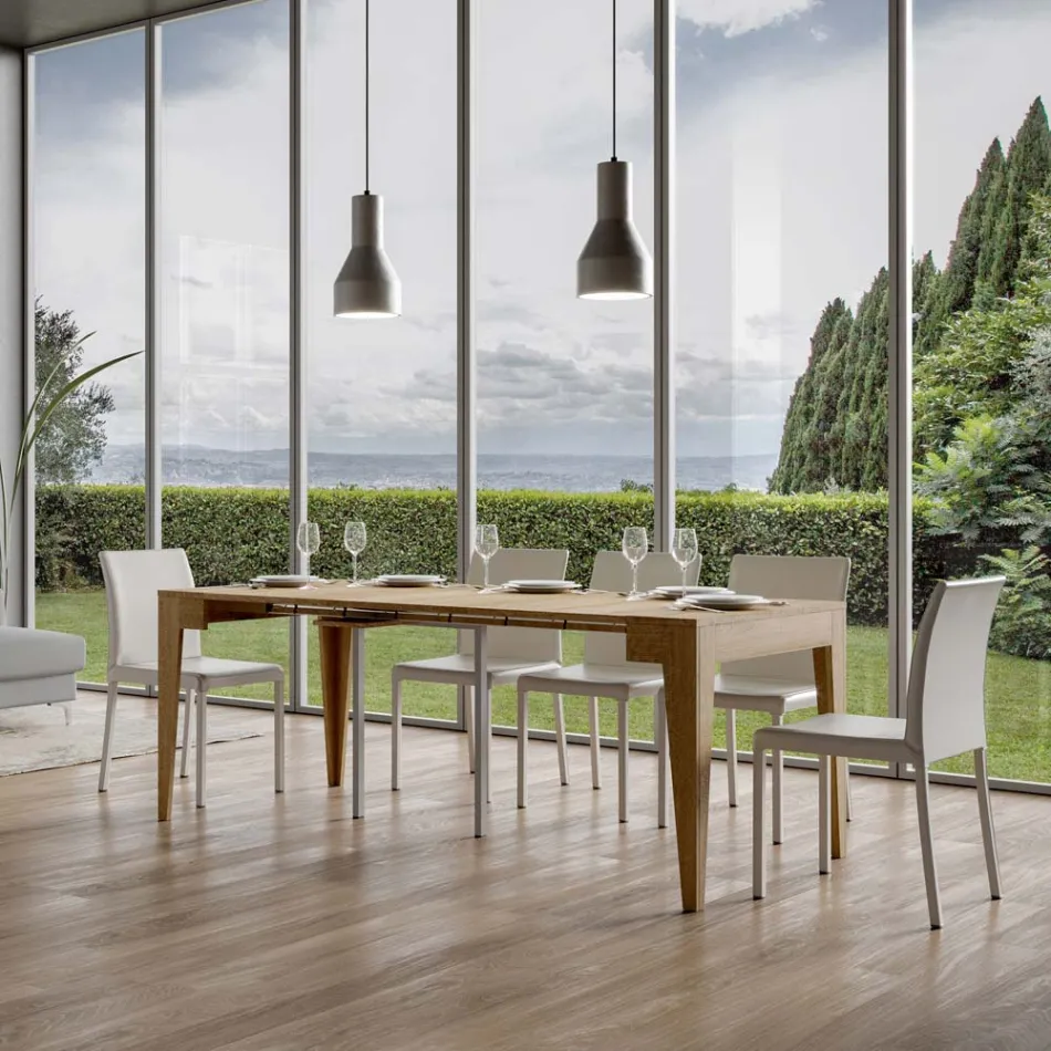 Consola clásica extensible a 3 m en madera de melamina Made in Italy - Argelia Viadurini