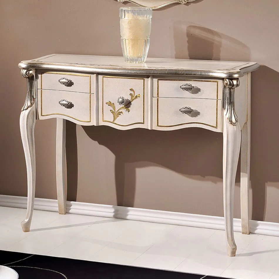 Consola de madera clásica 3 o 5 cajones de lujo Made in Italy - Londres Viadurini