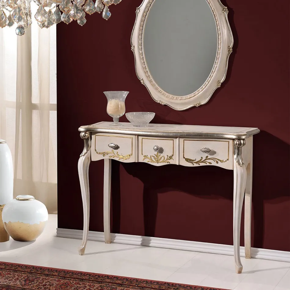 Consola de madera clásica 3 o 5 cajones de lujo Made in Italy - Londres Viadurini