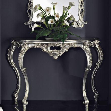 Mesa consola con panel de MDF y decoraciones en varios colores, fabricada en Italia por Giacomo. Viadurini