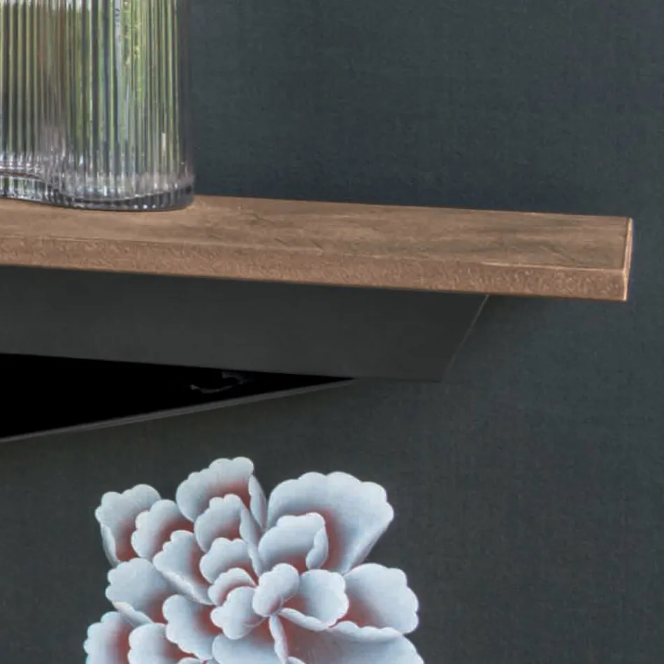 Consola con Tapa Efecto Mortero y Base de Metal Made in Italy - Timedio Viadurini