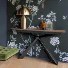 Consola con Tapa Efecto Mortero y Base de Metal Made in Italy - Timedio Viadurini